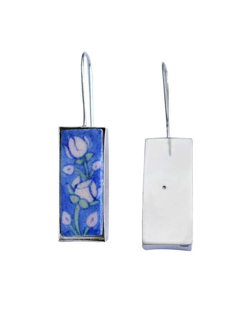 Rectangular Blue Pottery Earrings